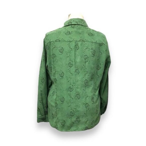 Sag Harbor Long Sleeve Collar Button Down Texture Shirt/Jacket, Green, size L - Picture 3 of 6
